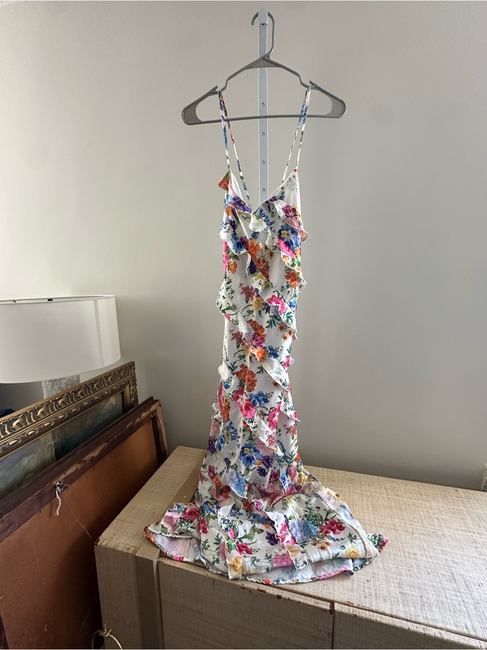 Show Me Your MuMu White Slip Maxi Dress with Multicolor Floral Print